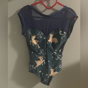 Luckyleo discontinued style leotard Rudolph holiday print size M